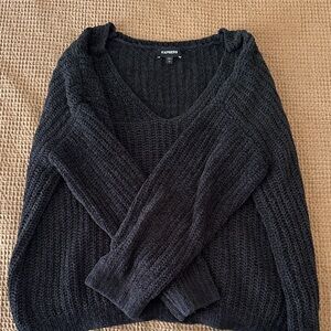 Express Women's Charcoal V-Neck Sweater